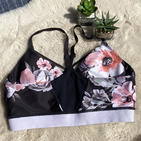 Zella Sports Bra Floral Print Front Cris Cross Size Small - Picture 6 of 10